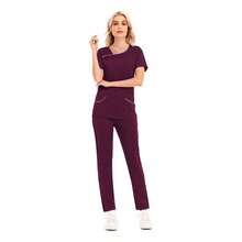 Mujer Uniforme Medico, Conjunto Quirúrgico Filipina Pantalon - Morado - Ver 4