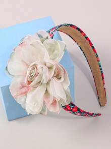 1 件女士格子面料花卉印花雪纺花朵宽头带，时尚甜美优雅百搭田园风格发饰，适合日常、派对、舞会、度假、发带、发箍、发饰 - 彩色 - 查看 4