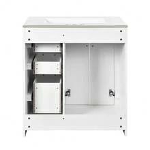 MERAX 30'' Bathroom Vanity With Ceramic Sink Combo, Solid Wood Frame Bathroom Storage Cabinet, Freestanding Vanity Set With 3 Drawers& Soft Closing Doors, White - trắng - Xem 11