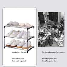 3 Tier Shoe Rack Easy Assembly Shoe Shelf Storage Organizer For Hallway Entryway - Black - View 7