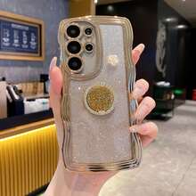 Luxury Electroplated Phone Case With Wave Pattern, Shockproof And Dustproof Design, Compatible With Apple 17 Pro Max, Galaxy S24 Ultra/S24 Plus/S24, S23 Ultra/S23 Plus/S23, S22 Ultra/S22 Plus/S22, S21 Ultra/S21 Plus/S21 FE, S20 Ultra/S20 Plus/S20 FE, OPPO A5x/C1 2 3 4 5 6 7 8 9, OPPO 9 8 7 6 5 4 3 2 1 Waterproof Anti-Fall Scratch Resistant - Gold - View 4