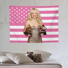 Sabrina Themed American Flag Pink Tapestry Wall Decoration - Vintage Chic Home Decor For Living Room, Bedroom, Or Office - High-End Printed Design, Fashionable Layout - Perfect Gift For Any - Pink - View 7