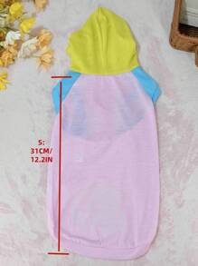 Patchwork Color Block Short Sleeve Hoodie Outerwear For Pomeranian & Bichon Frise