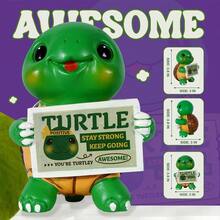 IStatue Positive Turtle Inspirational Turtle Figurine 4 Inch Resin Desk Decor With Positive Message Sign Motivational Gift For All Ages Turquoise - as pic - View 2