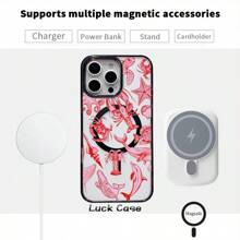 Artguy Marine Red Hues Pattern Magnetic Phone Case For IPhone 15 16 14 Pro Max 13 12 11 XR XS Plus E Clear Crystal Drop-Proof Slim Silicone Shockproof Transparent Protective Cover Supports Wireless Charging