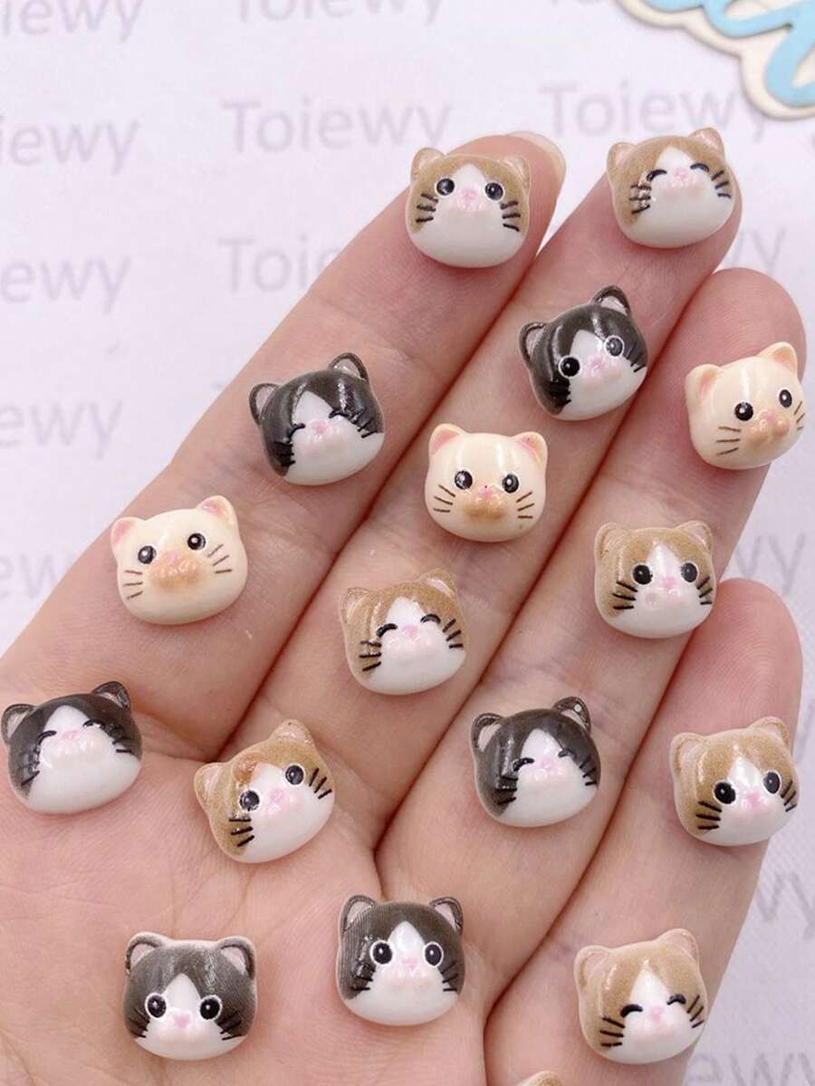 20 chiếc nhựa hỗn hợp Kawaii sơn nhiều màu mèo mini nghệ thuật mặt phẳng đá hoạt hình sổ lưu niệm tự làm đồ trang sức phụ kiện trang trí thủ công - Hỗn hợp ngẫu nhiên 2 - Xem 1