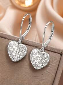 2 件镂空心形耳环女男镀银吊坠耳环情侣日常佩戴派对度假配饰婚礼珠宝礼物送给女友男友 - Earrings - 查看 6