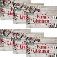 1 pieza/4 piezas/6 piezas Manteles individuales de lino con estampado de copos de nieve y árboles de Navidad, decoración navideña, adecuados para mesa de comedor, todo el año, manteles de mesa modernos y lavables, decoración del hogar, manteles individuales, posavasos, alfombrillas de cocina y comedor, decoraciones de fiesta interior y exterior, regalo ideal