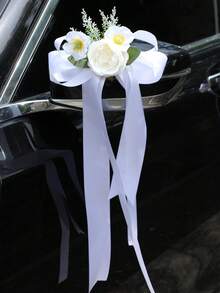 6 件婚车后视镜、门把手、过道装饰花、仿玫瑰竹椅花、婚礼和节日花艺布置、婚车花 - 彩色 - 查看 4