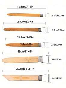 陶土刮刀工具，带加宽锯齿设计，塑料竹柄，陶瓷雕塑粘土纹理膏修改工具，木质材料，非电动使用，耐用金属结构和舒适握把竹柄 - 彩色 - 查看 4