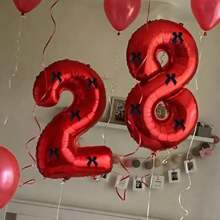 6 件 40 英寸巨型红色数字带黑色蝴蝶结数字气球红色气球数字生日装饰 1 2 3 4 5 6 7 8 9 数字派对庆祝装饰毕业典礼婚礼婴儿洗礼周年派对 - 彩色 - 查看 6
