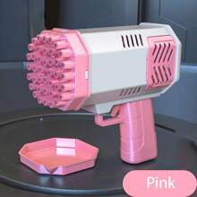 手持式全自动泡泡枪玩具电动空气发射器火箭泡泡吹器儿童用。[不含电池和泡泡溶液]