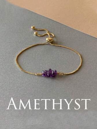 Pulsera de amatista con cadena, pulsera unisex, pulsera curativa