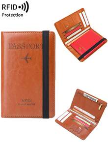 MIYIN 1pc Creative Letter & Airplane Pattern Travel Passport Holder With Zipper Bag RFID Blocking Passport Protective Bag Document Cover Minimalist Solid Color Business Trip Essential Passport Wallet Lightweight Portable Travel Wallet Multi-Functional Card Holder Passport Protector Passport Case For Men And Woman ,Travel Essentials - Multicolor - View 23