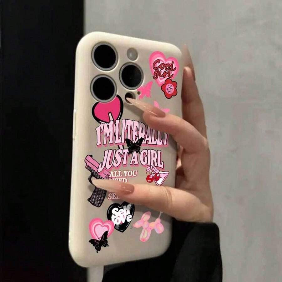Funda para teléfono con diseño de dibujos animados, bordes rectos, color negro, resistente a caídas, compatible con phone 11, 12, 13, 14, 15 y 16 - Blanco antiguo 2 - Ver 1