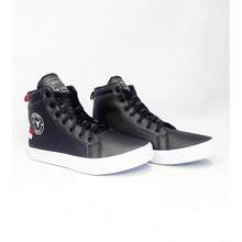 Original High Top Sneakers Bootie Street Casual School Skate Gym Party Fashion Premium - Black - View 3
