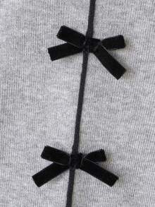 Áo len dài tay họa tiết nơ 3D tương phản màu sắc sang trọng tôn dáng cho nữ, mùa thu, mặc hàng ngày, hẹn hò, đi làm, Giáng sinh - Xám - Xem 9