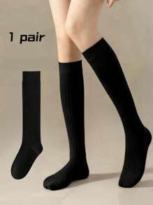 1/3双装女士过膝袜，透气防滑，显瘦，中筒袜，纯色，JK风格，Y2K/学院风/韩版时尚，黑/白/灰三色可选，春/夏/秋季皆宜，舒适保暖 - 彩色 - 查看 16