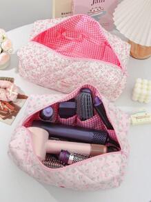 1 pezzo Borsa porta asciugacapelli imbottita con stampa floreale ditsy, design con tasca interna portaoggetti, borsa da viaggio per accessori per capelli (ferro arricciacapelli, asciugacapelli), fermagli per capelli, piastra per capelli, ideale per casa e viaggio, organizer per trucchi, articoli da viaggio essenziali, regali per mamma, insegnanti, damigelle, ottimo regalo per San Valentino e Festa della Mamma