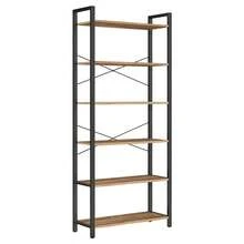 Estantería Alta de 6 Niveles, Librería con Marco de Acero, para Salón, Dormitorio, Oficina, Estudio, 30 x 80 x 186 cm, Estilo Industrial, Olmo Pardo y Negro Tinta - Olmo Pardo y Negro Tinta - Ver 8
