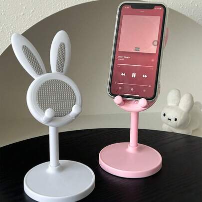 1pc Cute Rabbit Shape Multi-Function Adjustable Phone Stand, Extendable Slouchy Holder For IPad/Tablet Desktop Support, Creative Decor & Charging, Non-Slip Design, Suitable For Various Scenarios