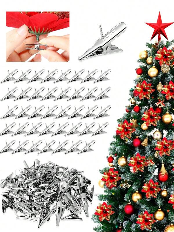 10/20pcs Multi-Functional Mini Metal Clips, 1.77in Durable Metal Decorative Clips, Suitable For Christmas Trees, Wreaths, Festival Decorations, Party Supplies And Handicrafts. Perfect For Weddings, Birthdays, Christmas, New Year And Various Other Festivals And General Celebrations Christmas Decorations Winter Room Decor