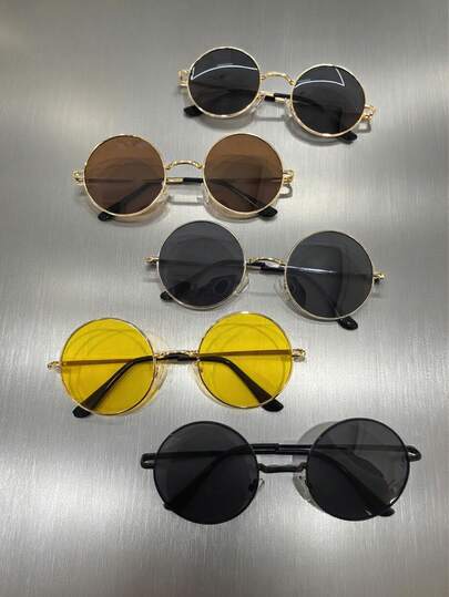 男女通用金属圆形时尚眼镜，复古偏光时尚眼镜，彩色时尚眼镜，适合夏季防晒、海滩度假、派对、驾驶、钓鱼、徒步旅行、高尔夫、购物和摄影