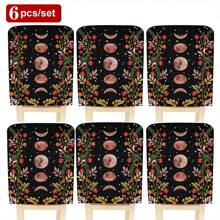 1 Stück/4 Stücke/6 Stücke/10 Stücke Mond & Sternenhimmel, Grünes Blatt & Blumenmuster Kurz-Plüsch Stuhlbezug, abnehmbarer Kurz-Plüsch Material Stuhlschutz Überzug, geeignet für alle Jahreszeiten, Feiertags-Dekoration, für Esszimmer, Wohnzimmer, Haushaltsstühle, mit Rückenschutz, passend für Esszimmer, Büro, Wohnzimmer, Hotel und Heimdekoration