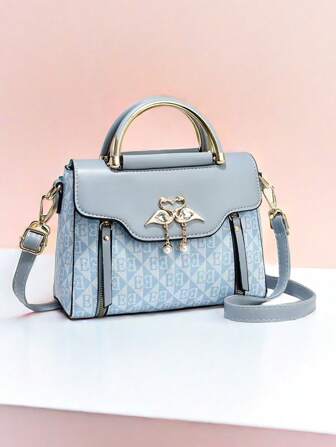 1 pièce Sac à épaule mode femme avec bloc de couleurs et imprimé lettres, sac à main  doux, sac bandoulière, pochette de téléphone pour usage quotidien
