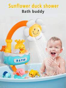1pc Baby Bathing Shower Spray Toy Electric Cartoon Duck Sprinkler With Suction Cup, Summer Bathing Entertainment, Bathroom Toy - Yellow - View 10