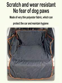1pc Black 210T Taffeta Waterproof Car Trunk Pet Mat, Anti-Scratch Dog Outing Dog Stuff