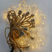 1 PIEZA 5M10LED Cuerda de cáñamo solar con bola circular de burbujas y luz de alambre de cobre (batería de litio), 8 modos de iluminación, decoración de Halloween, adecuado para patio, jardín, balcón, decoración de fiesta