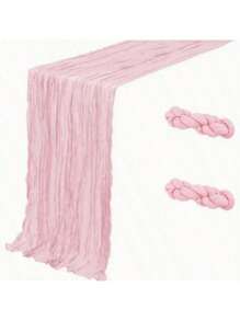 Pack Light Pink Cheesecloth Table Runner 20 X 120 Inch Gauze Table Runners 10 FT Long,Semi Sheer Boho Cheese Cloth Fabric Table Runner Bulk For Wedding,Party,Baby Shower,Bridal Shower Decoration