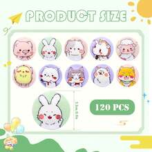 120 Pcs Small Bandages, 10 Styles Cute Cartoon Adhesive Bandages Breathable Round Bandage, Colorful Vaccination Bandages Adhesive Dot Bandage For Minor Cuts, Scrapes, Wounds, 0,9 Inch For Emergency Kit Bag - Multicolor - View 2