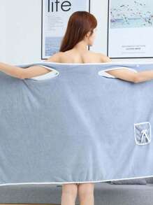 1pc Women Bath Towels(SIZE:80cm*135cm), Girls Wearable Fast Drying Bathing Beach Spa Bathrobes Wash Clothing, Shower Bath And Gym Towel,Super Soft Coral Fleece Bath Towel With Pockets,Women's Bath Towel Set, Wearable Bath Towel With Pocket, Super Soft Adjustable Bath Robe For Bathroom Beach Swimming Changing Clothes,School,Back To School,Travel,Travel Essentials,Home Essentials,Towel,Skin Care