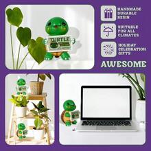IStatue Positive Turtle Inspirational Turtle Figurine 4 Inch Resin Desk Decor With Positive Message Sign Motivational Gift For All Ages Turquoise - as pic - View 5