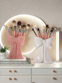 1pc Cute Bow-Shaped Pen Holder - Desktop Makeup Brush And Office Supply Organizer, Elegant Makeup Brush Storage, Suitable For Girls, Students And Women, Creative Decor Design, Also Suitable For Holiday, Beach, Bathroom, Bedroom, Large Capacity - Multicolor - View 13