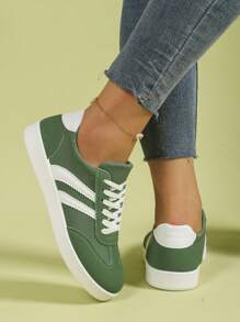 Tênis Casuais Slip-On com Cadarço Femininos, Tênis Esportivos Versáteis, Adequados para Primavera e Outono, Calçados de Exercício para Estudantes