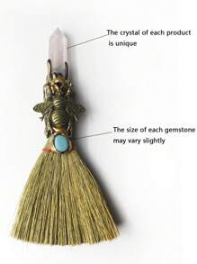 水晶巫术扫帚 - 手工制作的巫师祭坛工具，迷你魔法扫帚，用于精神修炼，万圣节服装，有趣的小礼物，万圣节派对礼物 - 彩色 - 查看 14