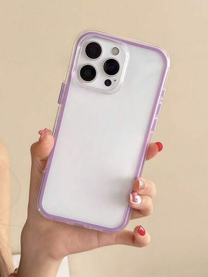 Apple Smart Fashion Phone Case With A High-End Feel, A Three-In-One Thickened And Hard Material, A Colorful Solid Color Frame, A Personalized Creative Pink, White, Black, Blue, Green, Minimalist Simple Fall Protection Full Coverage Transparent Feeling Colorful Phone Case Waterproof Shockproof Anti-Fall Scratch Resistant