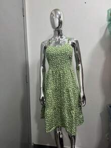 Vestido Feminino Curto Estampado Florais - Verde Menta - Visão 1