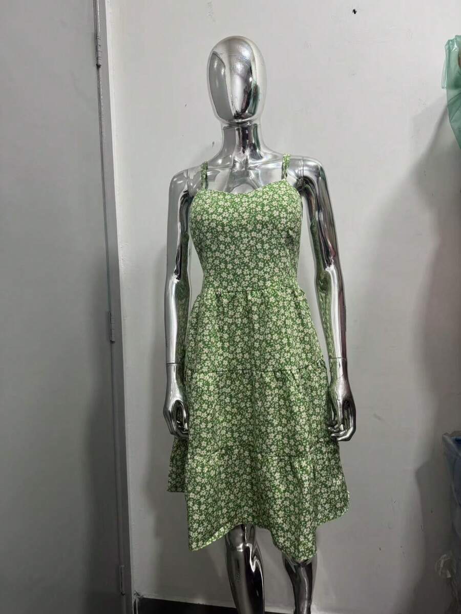 Vestido Feminino Curto Estampado Florais - Verde Menta - Visão 1