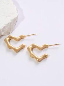 1 Pair Asymmetrical Heart Shaped Earrings, Creative Luxury Design, Suitable For All Occasions, Year-Round Wear