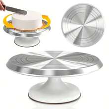 10-Inch Aluminum Alloy Cake Decorating Turntable, Rotating Icing Smoothing Stand, Baking Piping Platform With High-Precision Bearings For Smooth And Quiet Operation, Essential Home Baking Tool - White - One Size - View 7
