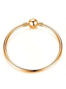 1PC Fashion Women's Round Head Button DIY Pendant Snake Bone Bracelet, Suitable For Daily Matching, Is The Perfect Holiday Gift For Women