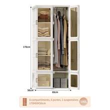 HOKZYHOUSE Wardrobe, Cabinet 69 X 170 X 50 Cm (W X H X D), Easy Assembly, Foldable Multi-Purpose Cabinet With Rod, Magnetic Doors, For Living Room Bedroom White - Beige - View 10