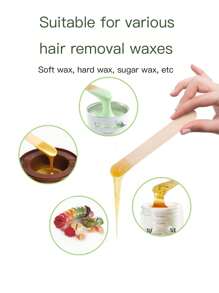 100/50 piezas Palitos de madera con punta redonda encerados/Espátulas aplicadoras de cera/Palitos mezcladores de cera, aptos para mezclar diversos tipos de cera