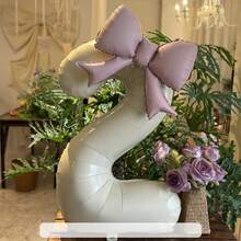 40-calowe (101,6 cm) matowe białe balony cyfry/kolorowe balony cyfry z różową kokardką/kolorowe balony z kokardką, matowy biały zestaw balonów foliowych cyfry, odpowiednie na urodziny w wieku 0-9 lat, różowa księżniczka, motyw westernu, przyjęcie urodzinowe, dekoracje balonowe, rocznica, dekoracja na przyjęcie z okazji ukończenia szkoły, dekoracja ślubna, dekoracje urodzinowe, dekoracja świąteczna, hel do balonów, dekoracja na Halloween - Wielokolorowe - Zobacz 3