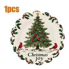 8pcs/6pcs/4pcs/1pc Holiday Christmas Placemat Set - Polyester Linen Round Placemats With Santa Claus & Reindeer Design, Christmas Floral Print, Non-Slip, Hand Washable, Suitable For Holiday Dining And Home Decor, Durable.