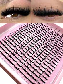 新款尖头假睫毛簇，卡通风格假睫毛簇，12-18mm，动漫风格假睫毛簇，尖头单根假睫毛，D型卷翘仙女款假睫毛簇，卡通风格单根假睫毛，假睫毛簇，假睫毛簇，单根假睫毛，假睫毛 - 黑色 - 查看 2